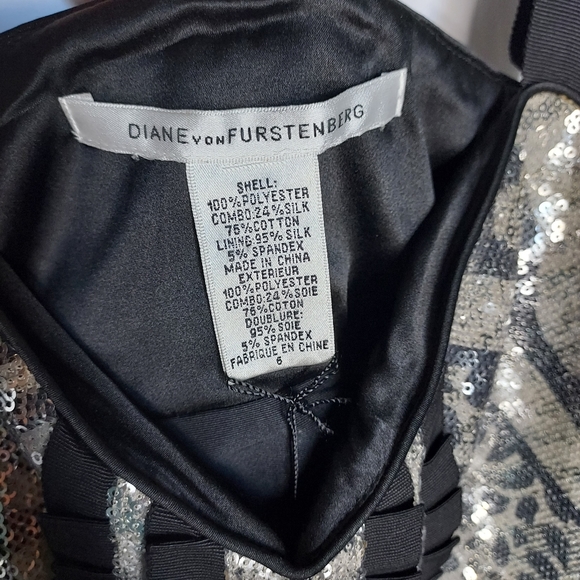 💟🤍NEW! Diane Von Furstenberg Ariba black & silver sequined formal dress Sz 6 - Picture 13 of 15